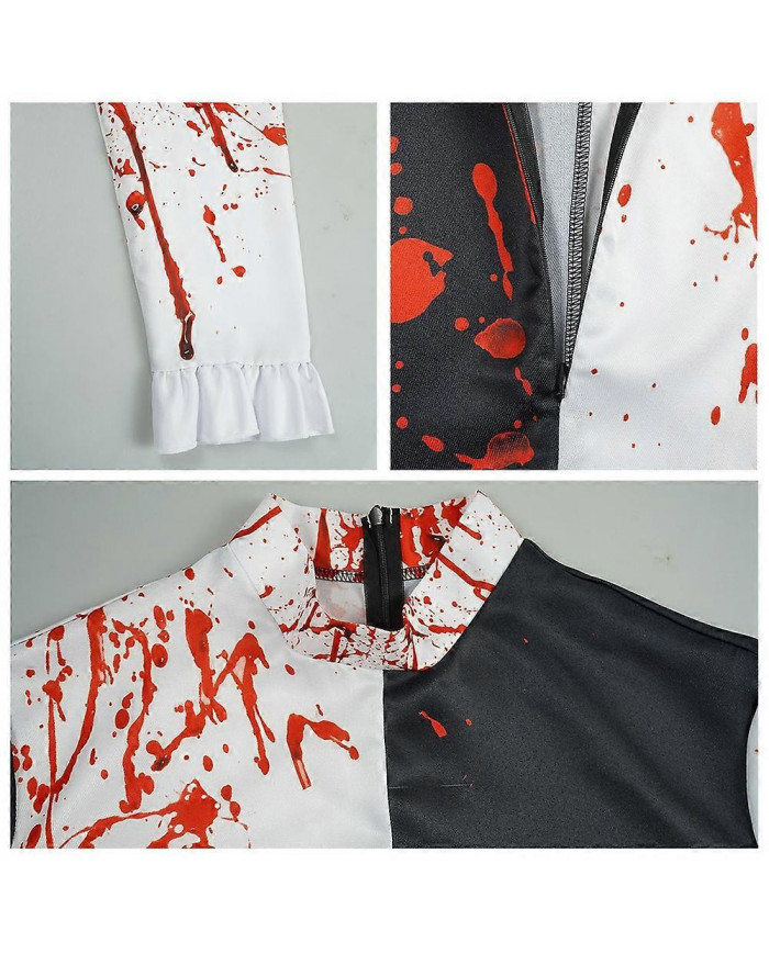 Halloween Cosplay Terrifier Bloodstain Clown Costume Combinaison Unisexe Femmes Hommes Fête Fantaisie Dres Tenue