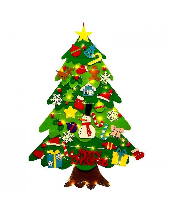 Bricolage Feutre Arbre de Noël Pour Enfants Cadeau, avec Détachable 32 Pcs Ornements Pour Noël Nouvel An Décor