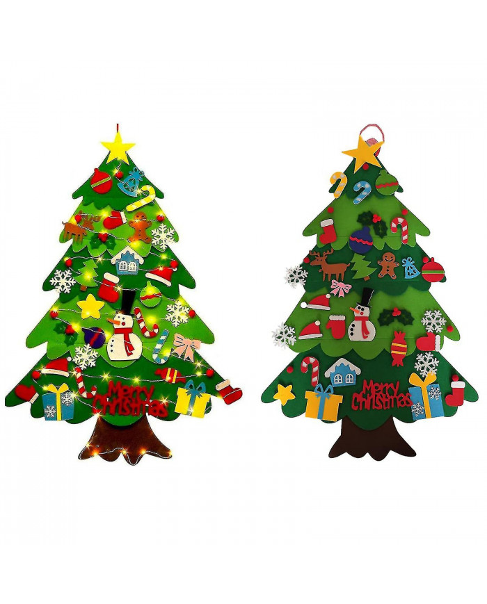 Bricolage Feutre Arbre de Noël Pour Enfants Cadeau, avec Détachable 32 Pcs Ornements Pour Noël Nouvel An Décor
