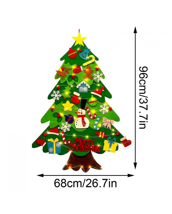 Bricolage Feutre Arbre de Noël Pour Enfants Cadeau, avec Détachable 32 Pcs Ornements Pour Noël Nouvel An Décor