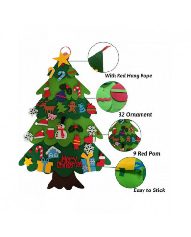 Bricolage Feutre Arbre de Noël Pour Enfants Cadeau, avec Détachable 32 Pcs Ornements Pour Noël Nouvel An Décor