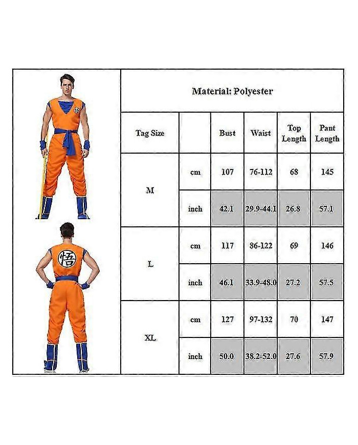 Dragon Ball Anime Son Goku Cosplay Costume Pour Hommes, Adulte Homme Son Goku Jeu de Rôle Costume Set Halloween [...]