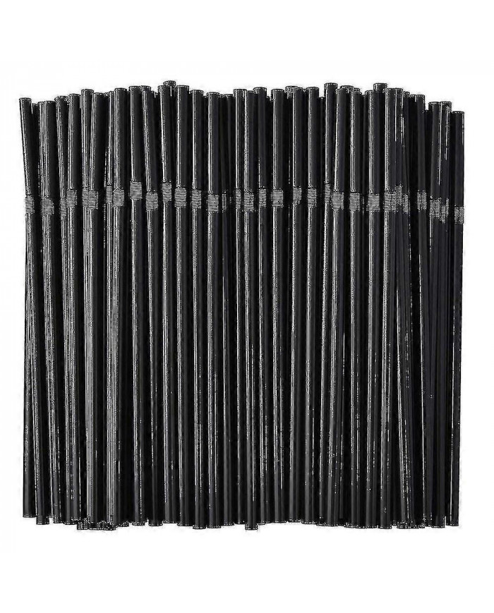 500/200/100pcs Flexible Bendy Black Drinking Straws En plastique Pailles jetables