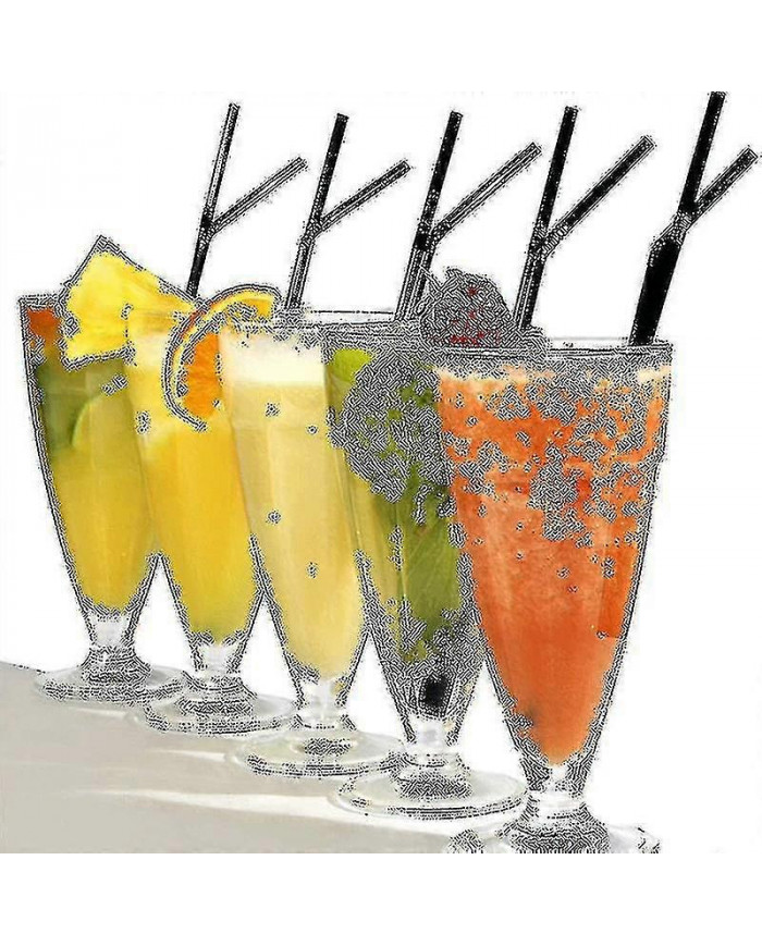 500/200/100pcs Flexible Bendy Black Drinking Straws En plastique Pailles jetables