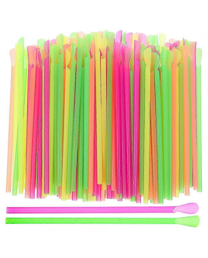 400pcs Cuillère Pailles Slushie Pailles Cuillère Scoop Pailles Jetables De Boisson Pailles Pour Cônes De Glace