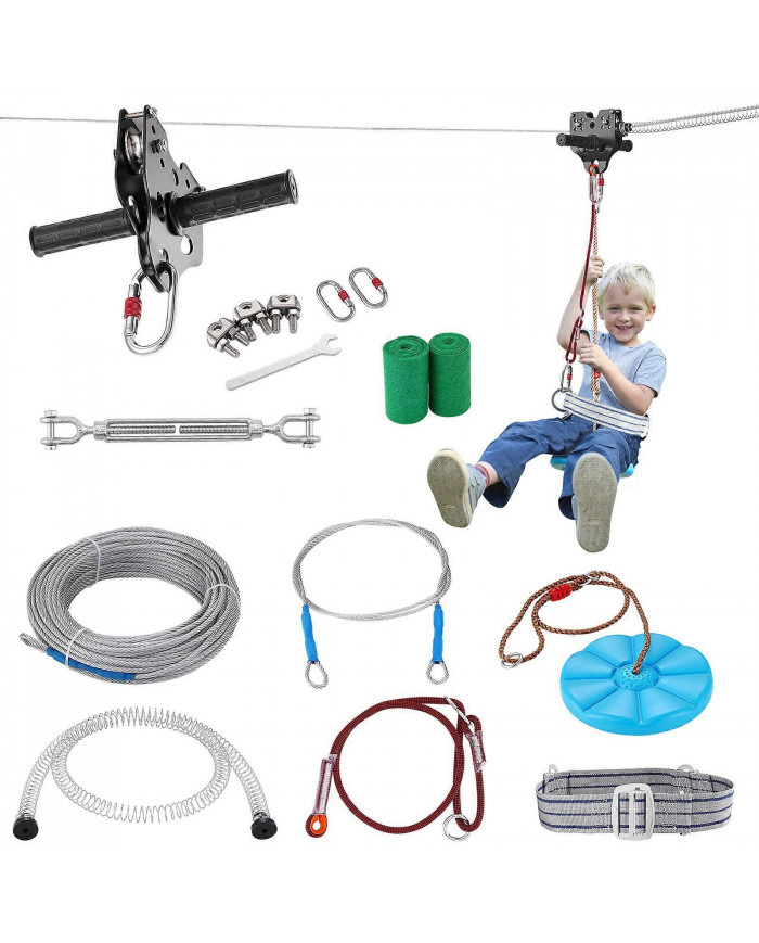 Kit de tyrolienne pour enfants et adultes, kits de tyrolienne de 100 pieds jusqu’à 500 lb, divertissement de [...]