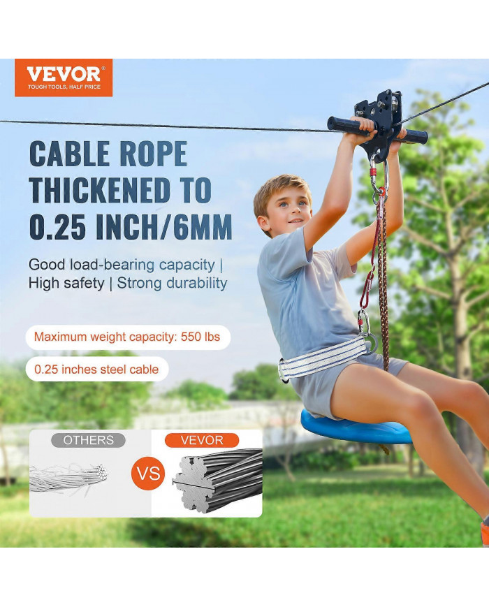 Kit de tyrolienne pour enfants et adultes, kits de tyrolienne de 100 pieds jusqu’à 500 lb, divertissement de [...]