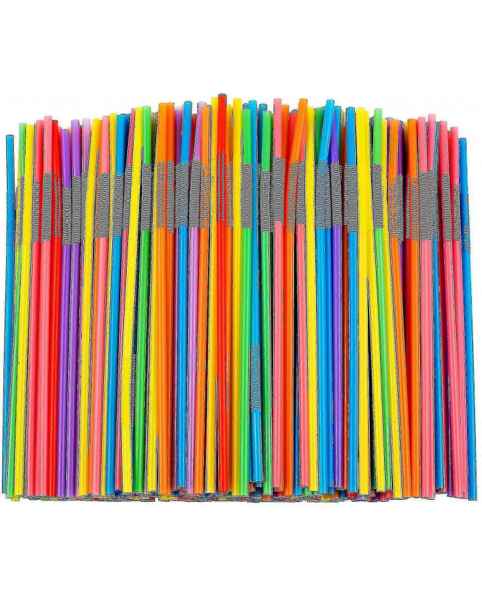 500 Pcs Pailles en plastique flexibles colorées, Pailles Bendy jetables sans Bpa