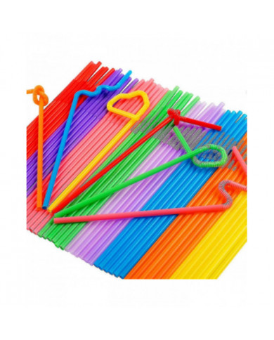 500 Pcs Pailles en plastique flexibles colorées, Pailles Bendy jetables sans Bpa