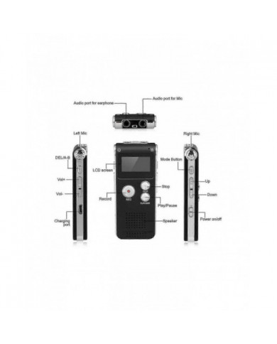 Équipement de chasse aux fantômes paranormal Enregistreur numérique à commande vocale EVP USB US 8 Go (noir)