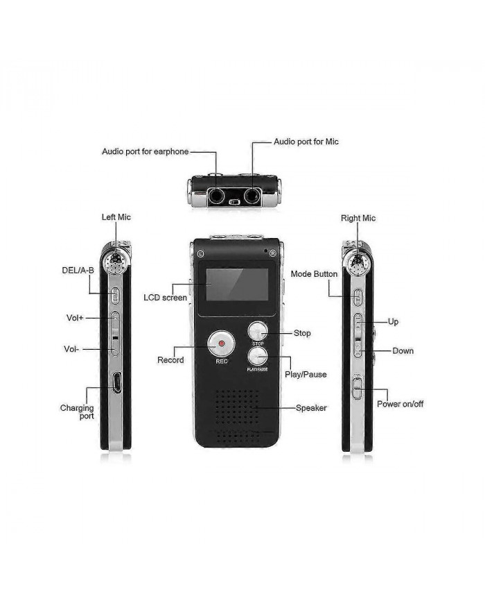 Équipement de chasse aux fantômes paranormal Enregistreur numérique à commande vocale EVP USB US 8 Go (noir)