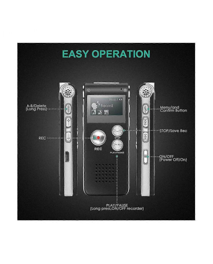 Équipement de chasse aux fantômes paranormal Enregistreur numérique à commande vocale EVP USB US 8 Go (noir)