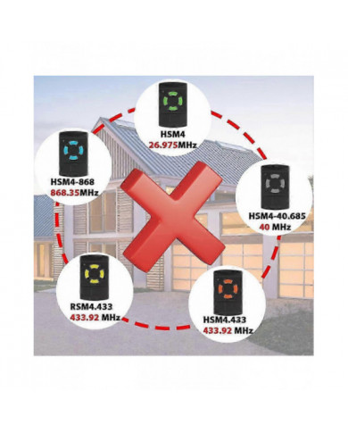 Télécommande de porte de garage Code fixe Copiable 26,995 MHz HSM4 HS4 HSE4