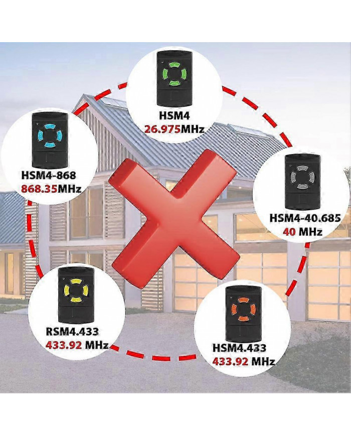 Télécommande de porte de garage Code fixe Copiable 26,995 MHz HSM4 HS4 HSE4