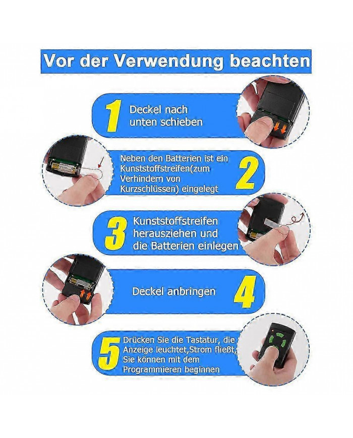 Télécommande de porte de garage Code fixe Copiable 26,995 MHz HSM4 HS4 HSE4