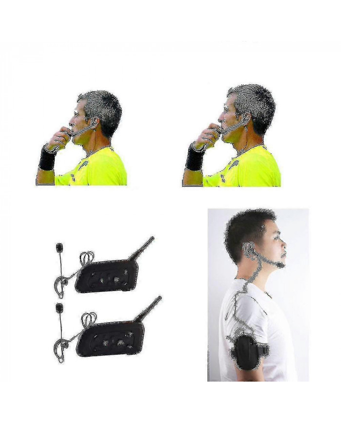 2pcs Arbitre de football professionnel Intercom Full Duplex 1200m Arbitres Casque Sans Fil Bt Interphone Interphone