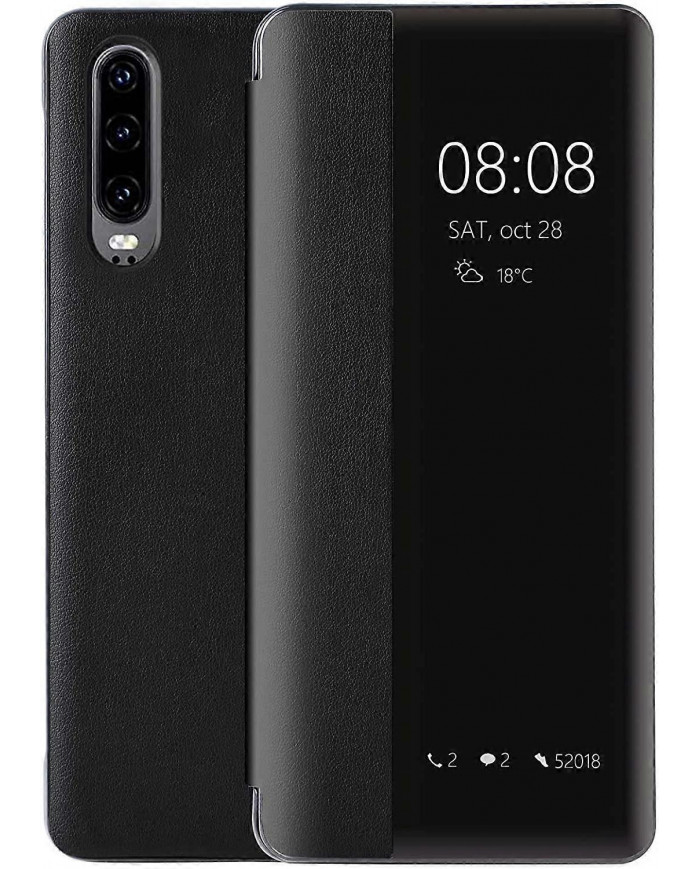 Coque Huawei P30/Huawei P30PRO, Coque à rabat en cuir Smart View, [Mode d’économie d’énergie] [Protection intégrale]