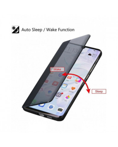 Coque Huawei P30/Huawei P30PRO, Coque à rabat en cuir Smart View, [Mode d’économie d’énergie] [Protection intégrale]