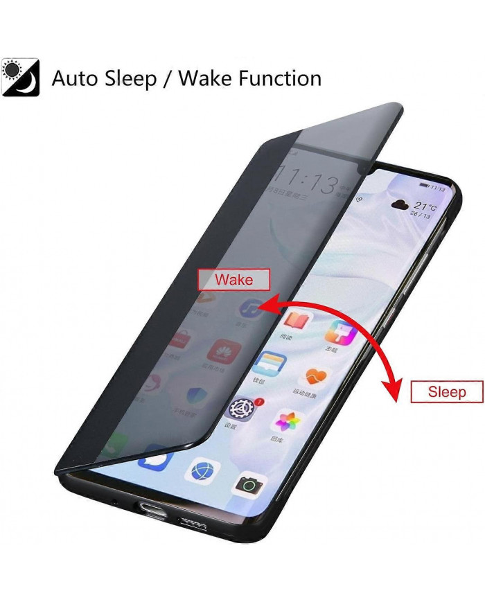 Coque Huawei P30/Huawei P30PRO, Coque à rabat en cuir Smart View, [Mode d’économie d’énergie] [Protection intégrale]