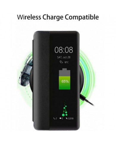 Coque Huawei P30/Huawei P30PRO, Coque à rabat en cuir Smart View, [Mode d’économie d’énergie] [Protection intégrale]