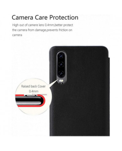Coque Huawei P30/Huawei P30PRO, Coque à rabat en cuir Smart View, [Mode d’économie d’énergie] [Protection intégrale]