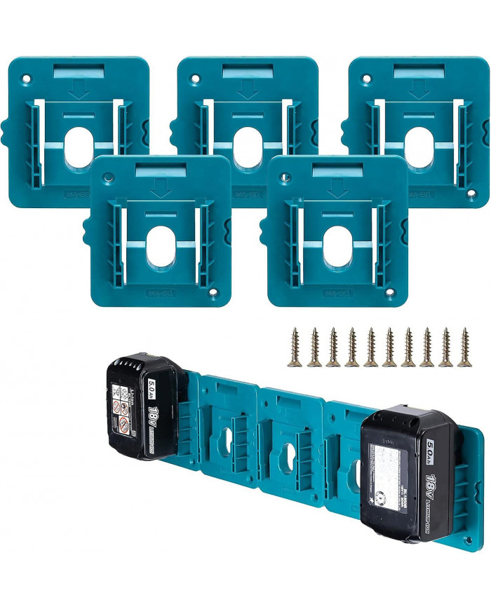 Pack de 5 supports de batterie pour supports de batterie Makita 18V Support de quai pour BL1860 BL1850 BL1840 [...]