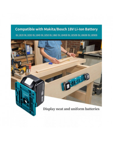 Pack de 5 supports de batterie pour supports de batterie Makita 18V Support de quai pour BL1860 BL1850 BL1840 [...]