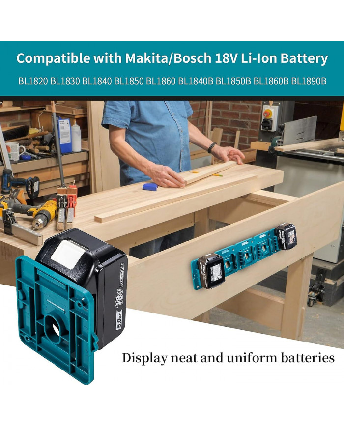 Pack de 5 supports de batterie pour supports de batterie Makita 18V Support de quai pour BL1860 BL1850 BL1840 [...]