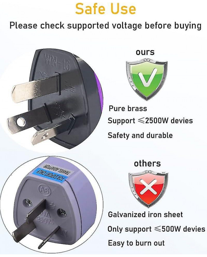 (Paquet de 3) Adaptateur de voyage Australie Nouvelle-Zélande - Prise de type I, prise universelle à 3 broches à 3 [...]