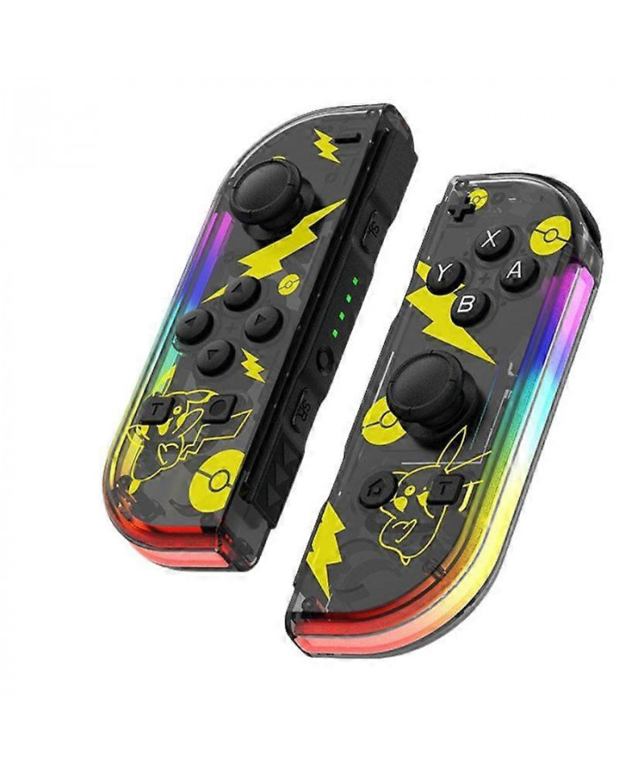 Manettes pour Nintendo Switch, Remplacement de la manette Switch avec LED RGB, Turbo et vibration réglables, Pikachu