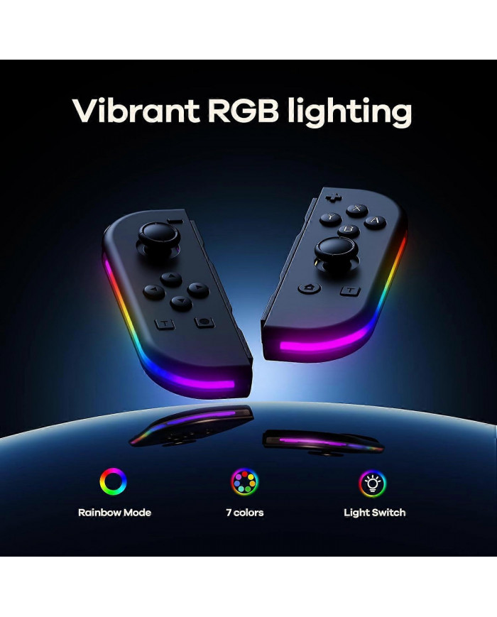 Manettes pour Nintendo Switch, Remplacement de la manette Switch avec LED RGB, Turbo et vibration réglables, Pikachu