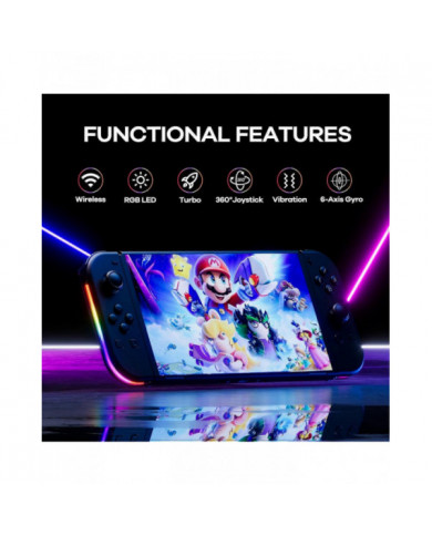 Manettes pour Nintendo Switch, Remplacement de la manette Switch avec LED RGB, Turbo et vibration réglables, Pikachu