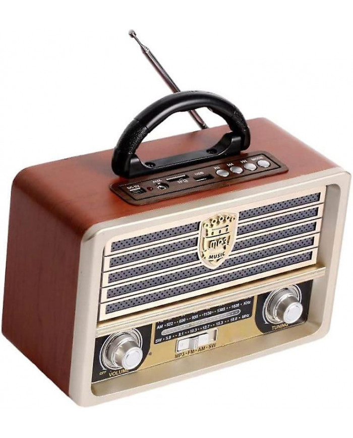 Radio rétro en bois, radio FM, lecteur CD, avec style à l’ancienne, basse forte, Mini Audio en plein air Volume fort