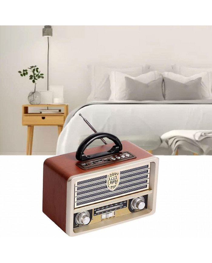 Radio rétro en bois, radio FM, lecteur CD, avec style à l’ancienne, basse forte, Mini Audio en plein air Volume fort