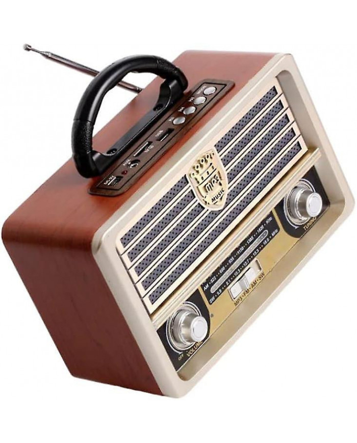 Radio rétro en bois, radio FM, lecteur CD, avec style à l’ancienne, basse forte, Mini Audio en plein air Volume fort