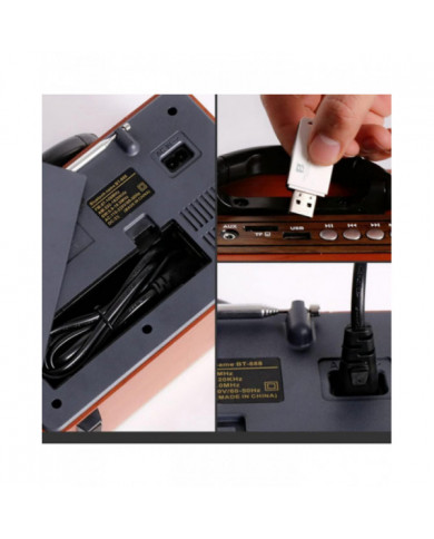 Radio rétro en bois, radio FM, lecteur CD, avec style à l’ancienne, basse forte, Mini Audio en plein air Volume fort