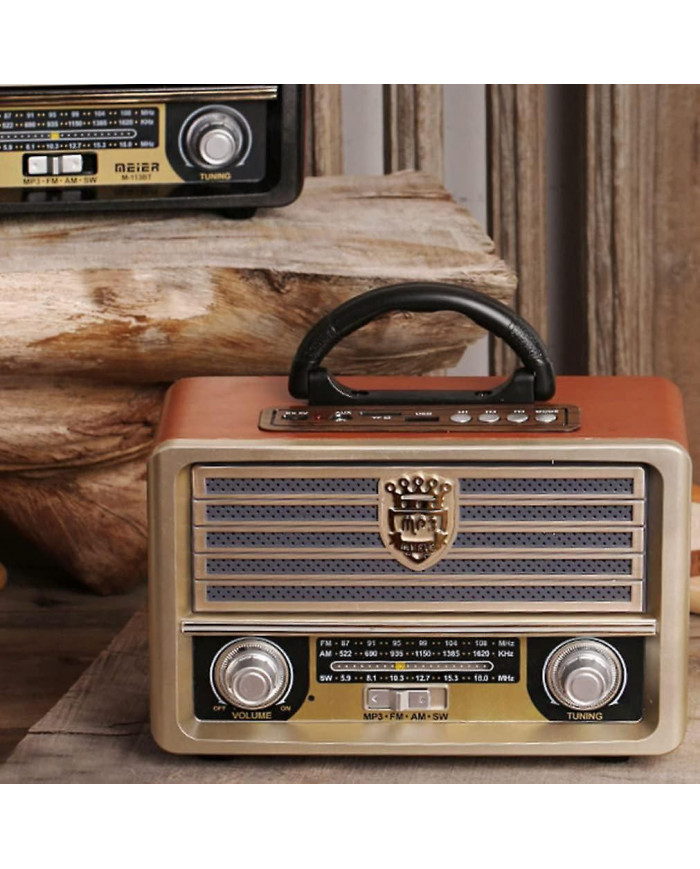 Radio rétro en bois, radio FM, lecteur CD, avec style à l’ancienne, basse forte, Mini Audio en plein air Volume fort