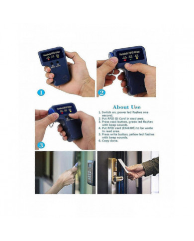 Handheld 125khz Rfid Reader Writer Duplicator Copier, mise à niveau ID Card Cloner Programmer, avec 10pcs