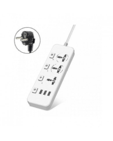 Us/uk/eu Power Strip 5v2.1a Parasurtenseur avec 3 prises 3 ports USB