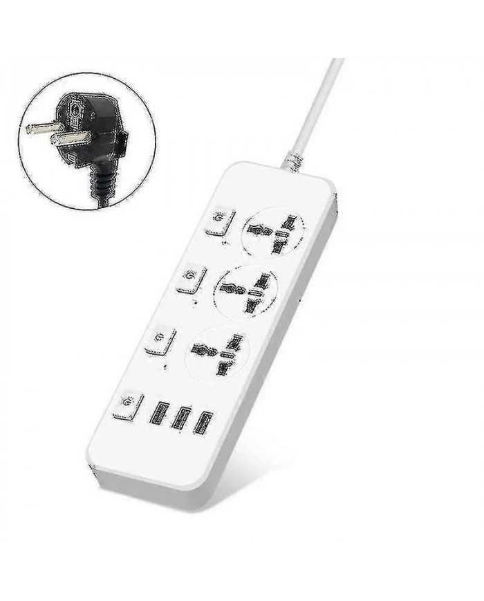 Us/uk/eu Power Strip 5v2.1a Parasurtenseur avec 3 prises 3 ports USB