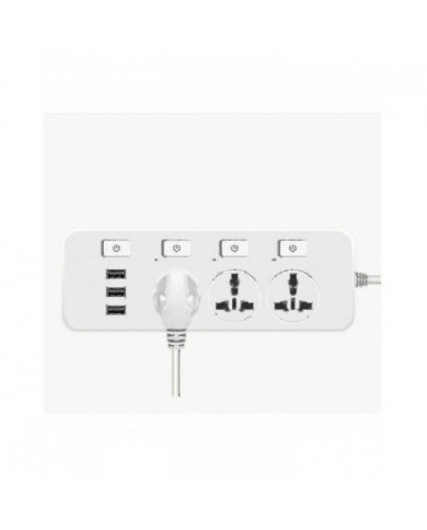 Us/uk/eu Power Strip 5v2.1a Parasurtenseur avec 3 prises 3 ports USB