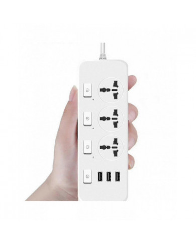 Us/uk/eu Power Strip 5v2.1a Parasurtenseur avec 3 prises 3 ports USB