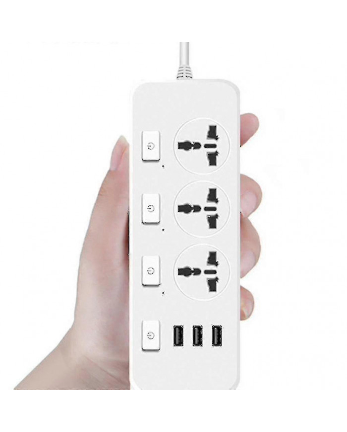 Us/uk/eu Power Strip 5v2.1a Parasurtenseur avec 3 prises 3 ports USB