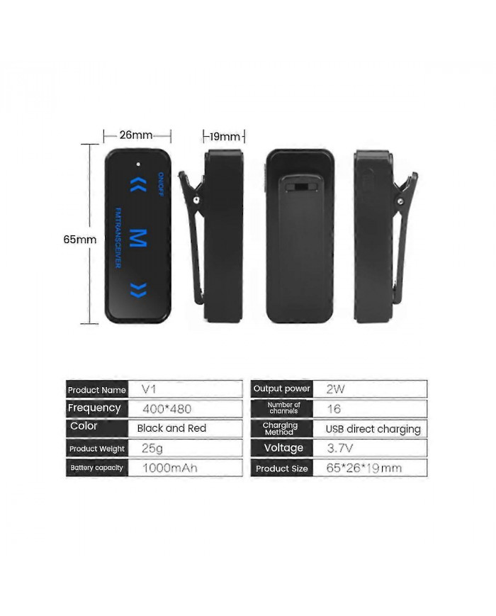 2pcs Mini Talkie-walkie 400-470MHz 2-Way Radio 3W Émetteur-récepteur Écouteur Casque Casque Casque Casque USB Alimenté