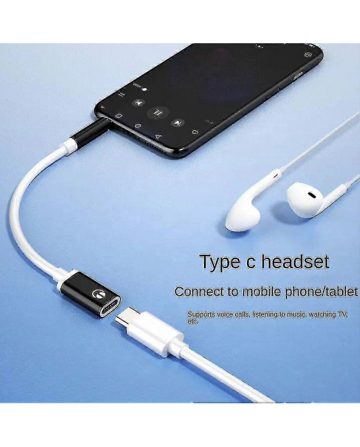 3.5mm Mâle Vers Type-c Femelle Convertisseur De Casque Plat À Rond Analogique Tour