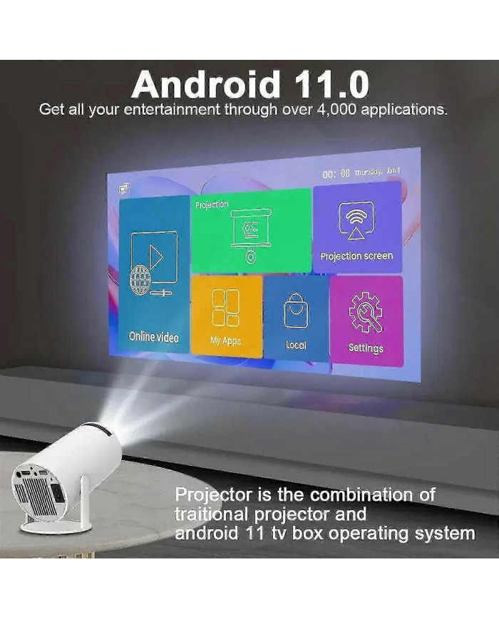 Projecteur 5g 4k Smart Hd Led Wifi Bluetooth hdmi. Usb Android Office Home Cinéma, 50% Offre zxin