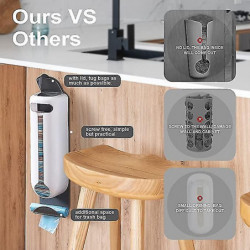 Plastic Bag Holder Wall Grocery Bag Holder and Dispenser for Plastic Bags Home Kitchen Shopping Bags Carrier, White