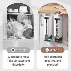 Plastic Bag Holder Wall Grocery Bag Holder and Dispenser for Plastic Bags Home Kitchen Shopping Bags Carrier, White