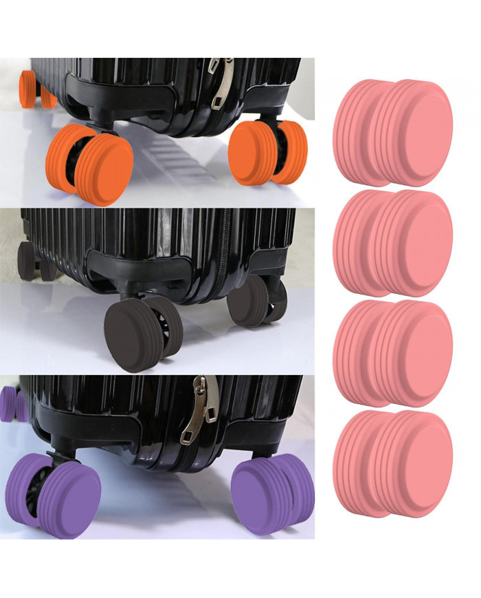 8pcs Wheels Protector Guard Cover Luggage Suitcase Chair Wheels Caster Cover Black