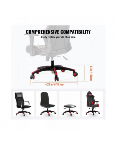 Remplacement de la base de la chaise de bureau, 28", 2500 lb charge statique, avec 5 roulettes et pieds renforcés, [...]